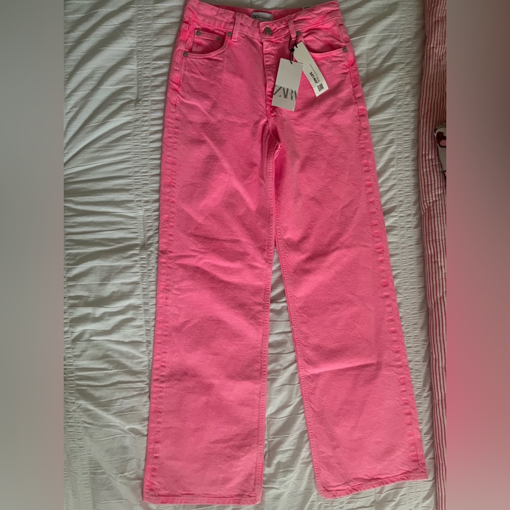 Hot Pink Zara Wide Leg Jeans Brand New
